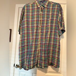 Men's Alan FlussercMulticolor Plaid Shirt Large
